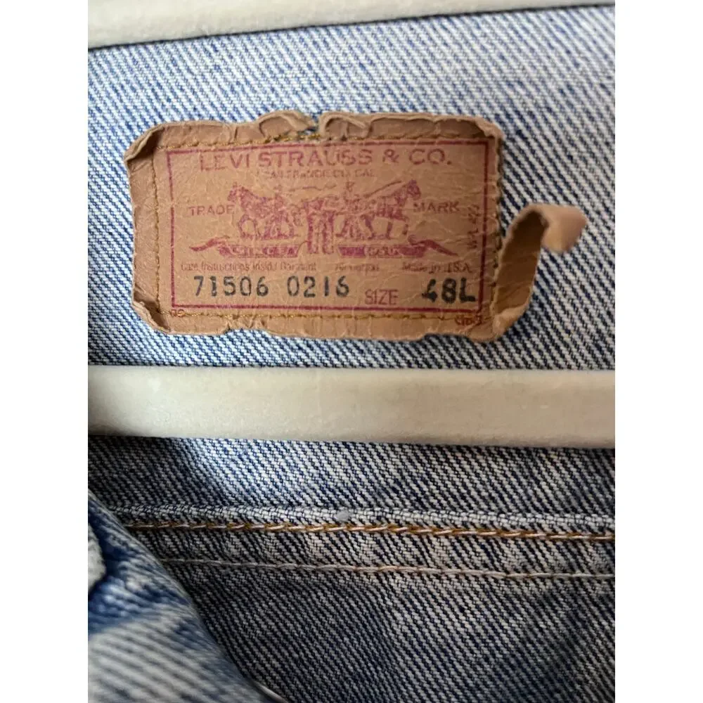 VTG Levi’s 71506-0216 Denim Trucker Jacket Made USA 48L Faded Type III 80s 90s